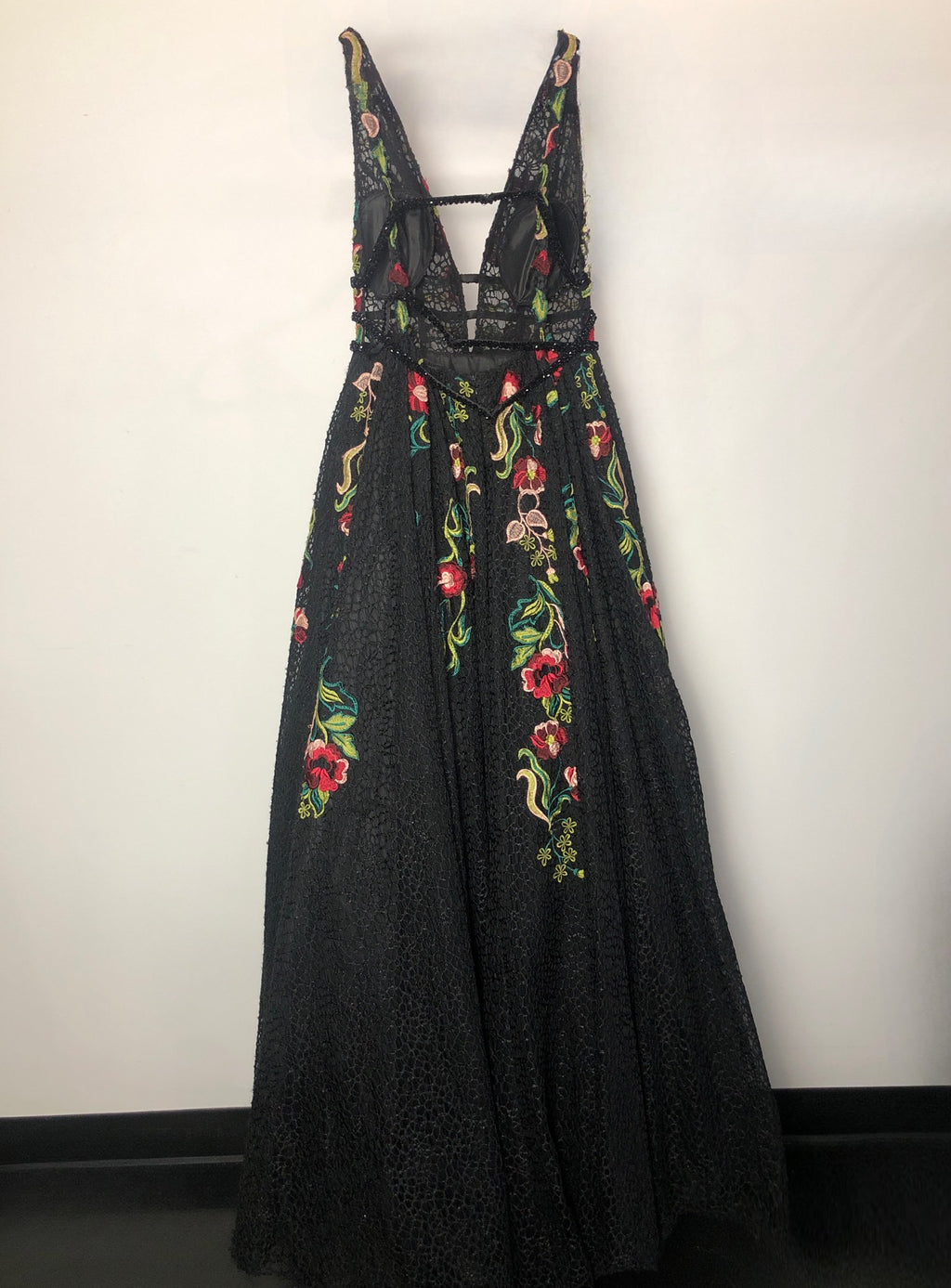 Jovani - Red/Black Flower Dress (Size 14) image 3