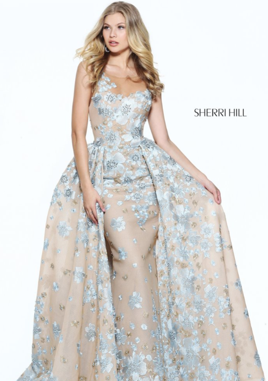 Sherri Hill #50837 - Light Blue/Tan (Size 6)