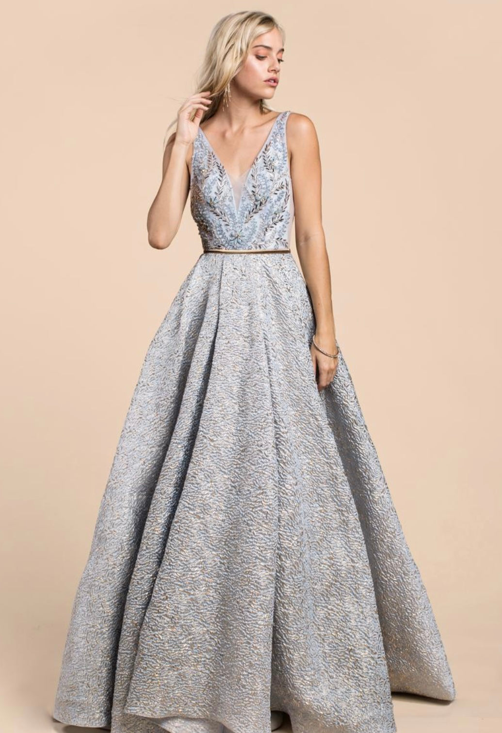 Andrea & Leo Couture - Gold & Light Blue (Size 6) image 2