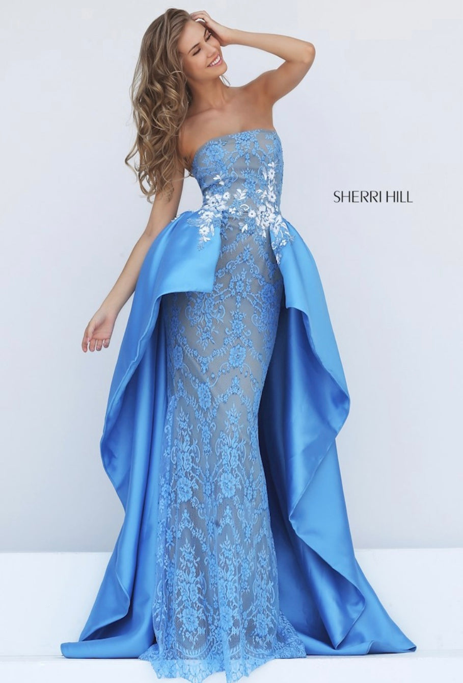 Sherri Hill - Light Blue/White (Size 14) image 1