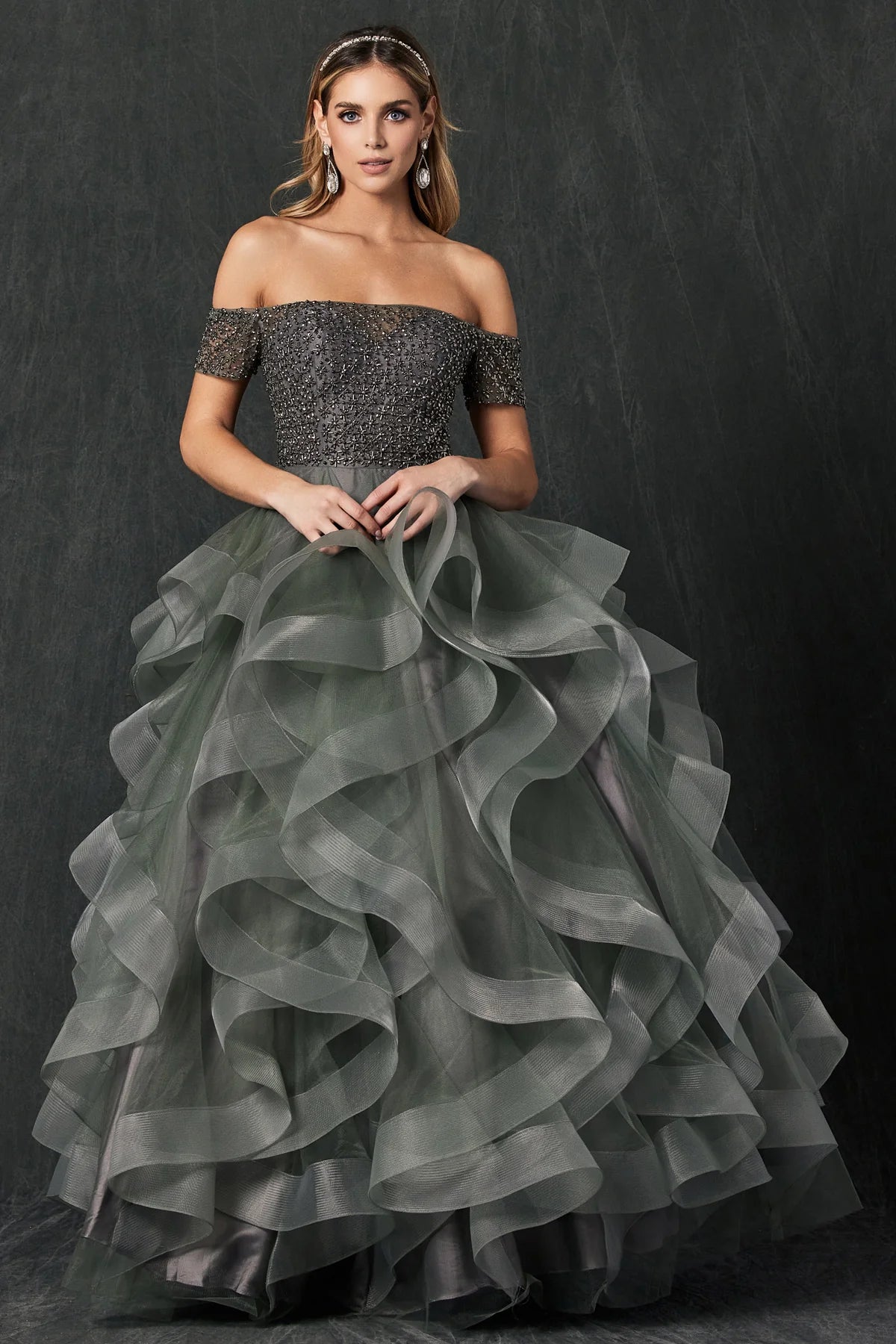 Sherri Hill - Gray/Silver (Size 6) image 1
