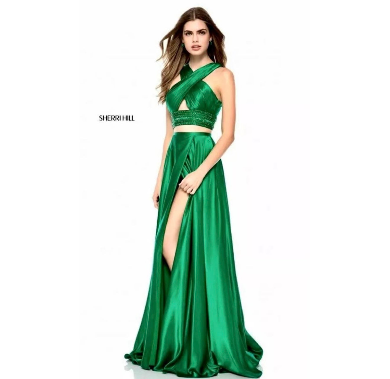 Sherri Hill - two‑piece - Emerald - (Size 6)
