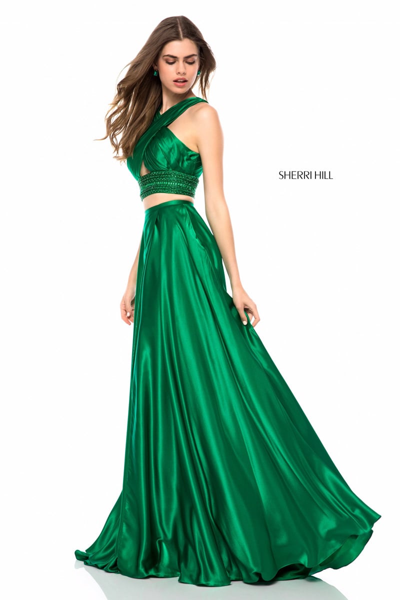 Sherri Hill - two‑piece - Emerald - (Size 6)