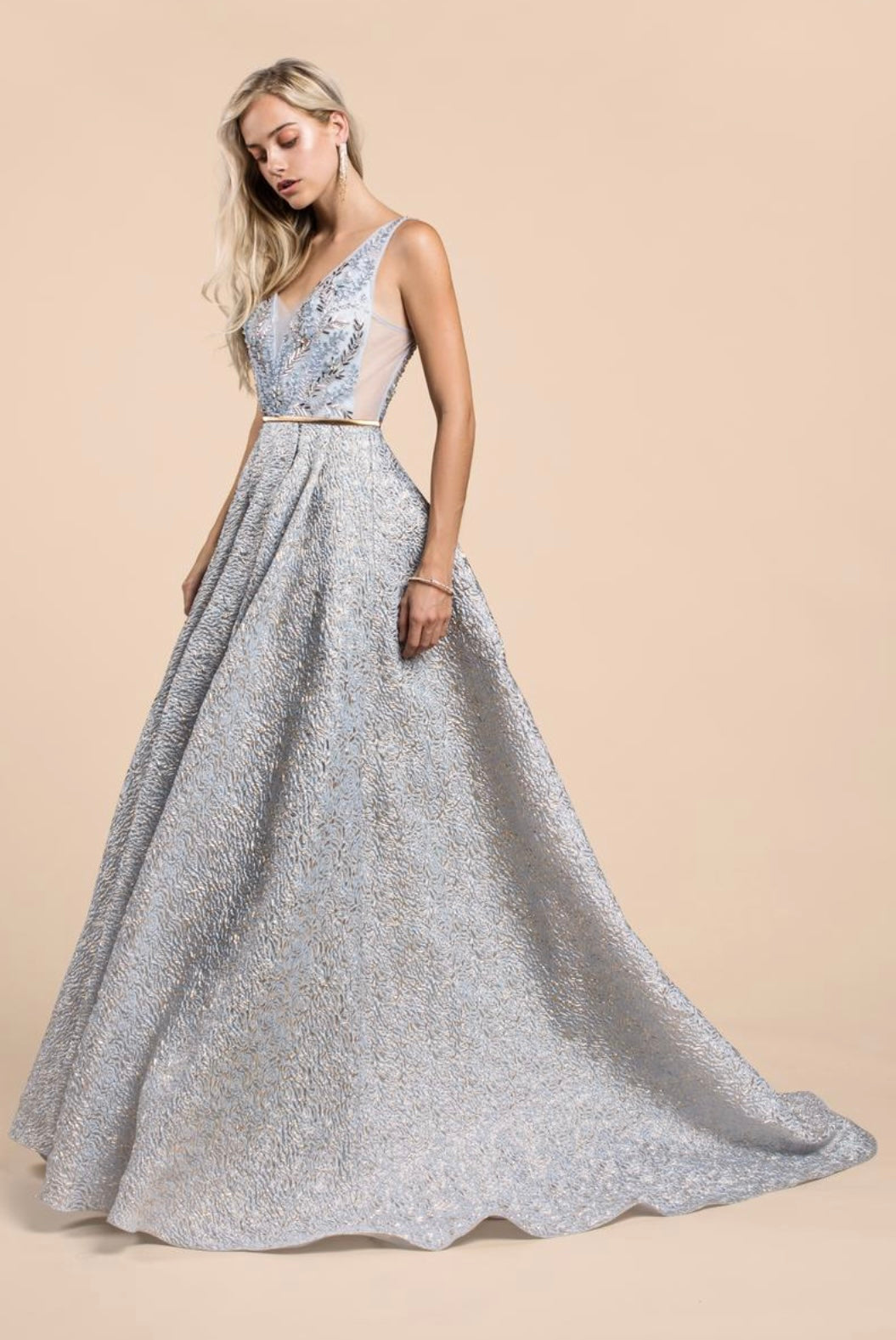 Andrea & Leo Couture - Gold & Light Blue (Size 6) image 0