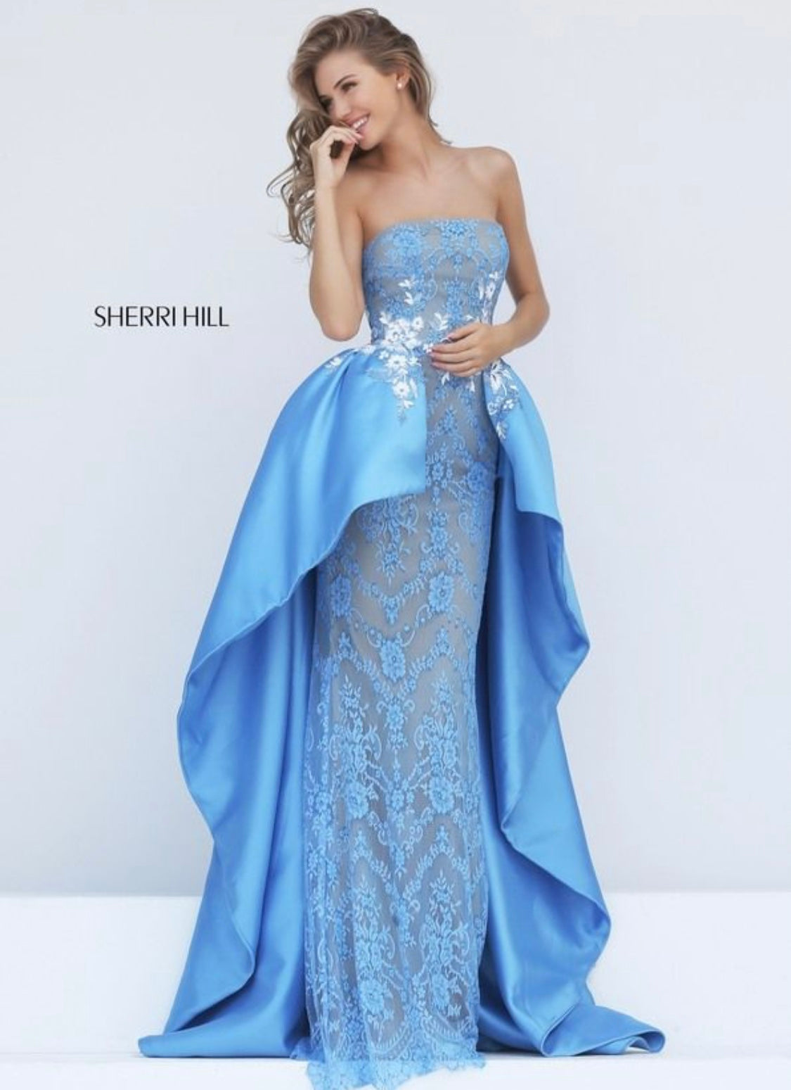 Sherri Hill - Light Blue/White (Size 14) image 0
