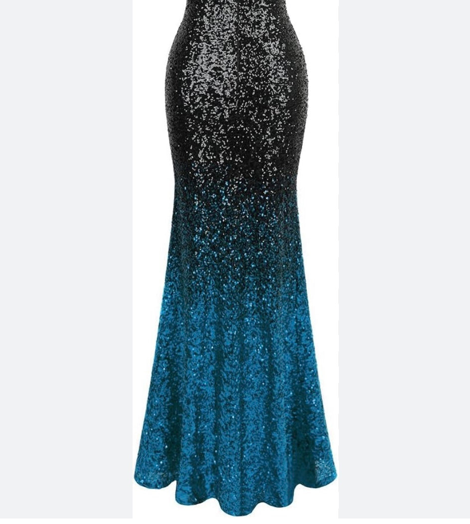 Jovani #56015 Black/Blue - (Size 4)