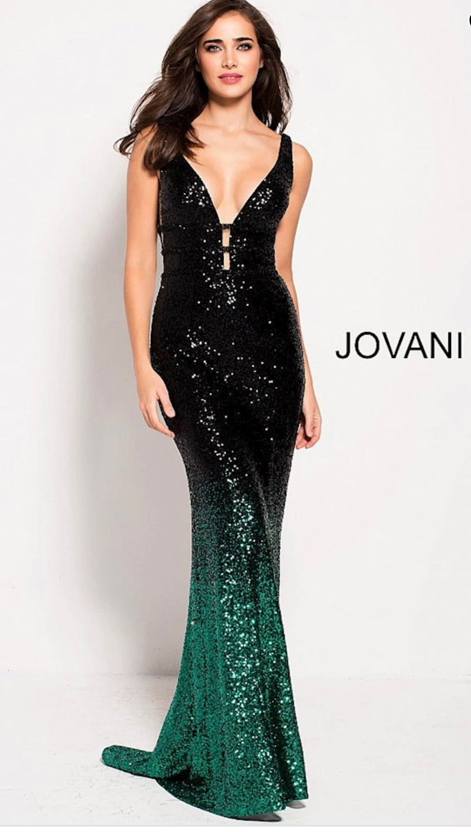 Jovani #56015 Black/Blue - (Size 4)