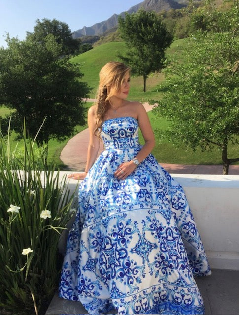 Terani Couture Blue/White - (Size 8)